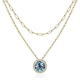 MONOOC Layered Birthstone Necklace for