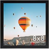 JCJMY 8x8 Picture Frame Black for Wall Hanging or Tabletop, Wall Mounting Horizontally or Vertically, 8 x 8 Square Wall Gallery Poster Photo Frame with Shatter Resistant Plexiglass, Black