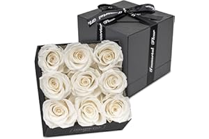 Immortal Fleur Preserved Roses In A Box, Mothers Day Flowers, Forever Everlasting, Mom Birthday Gifts from Daughter, Real Delivery Prime, Sympathy Flowers, White 9