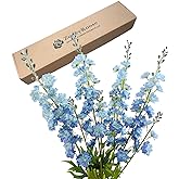 ZYTUYO Blue Delphinium Artificial Flower Long Stem Flower 4 pcs 33.5 in Fake Larkspur Faux Look Real Silk Flower Plant Bulk Bouquets for Outdoor Tall Vase Home Garden Wedding Arrangement Decoration