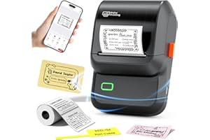 PONEK Label Maker Machine with Tapes, Sticker Printer M100 Address Label Maker, Barcode Label Printer with 5000 Icons and 300 Templates, Bluetooth Printer for Small Business, Home, Office, School, Black
