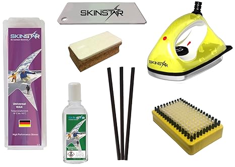 SkinStar Skiwax Set Skiwachs Starter Set mit Belagsausbesserung 7- teilig