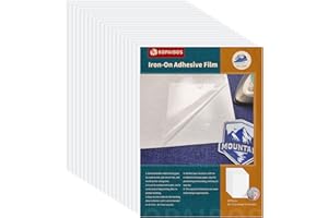 KOPAIBOS KEPAIBOS Double Sided Iron On Adhesive Sheets with Backing Easy-Iron Permanent Fusible Patch Fabric Glue A4 Size 20 PCS (Standard L)