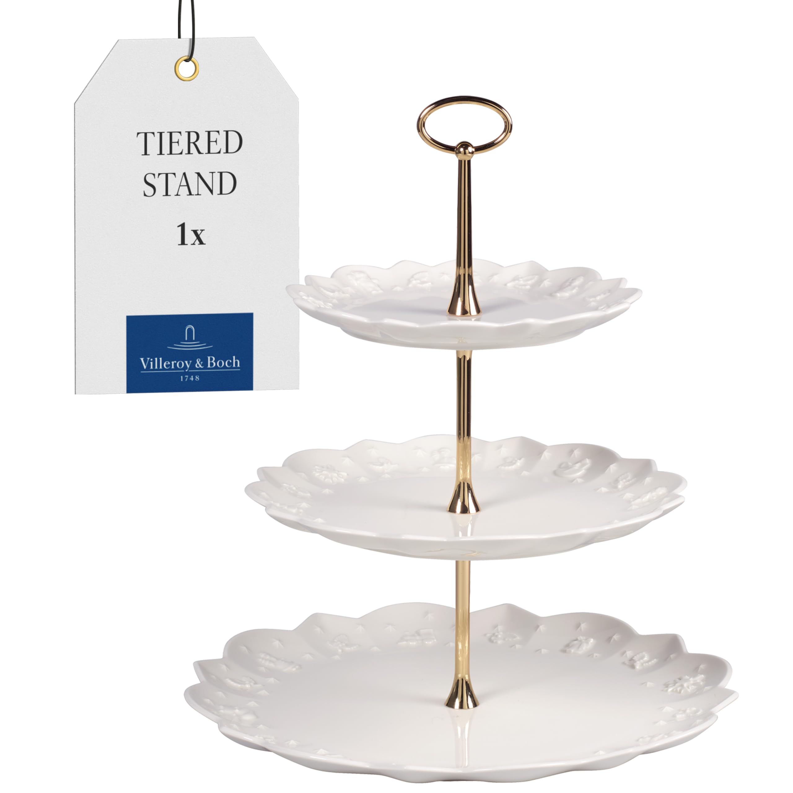 Villeroy & Boch – Toy’s Delight Royal Classic tiered stand, decorative premium porcelain tiered stand for biscuits, small pieces of cake and other baked goodies, white
