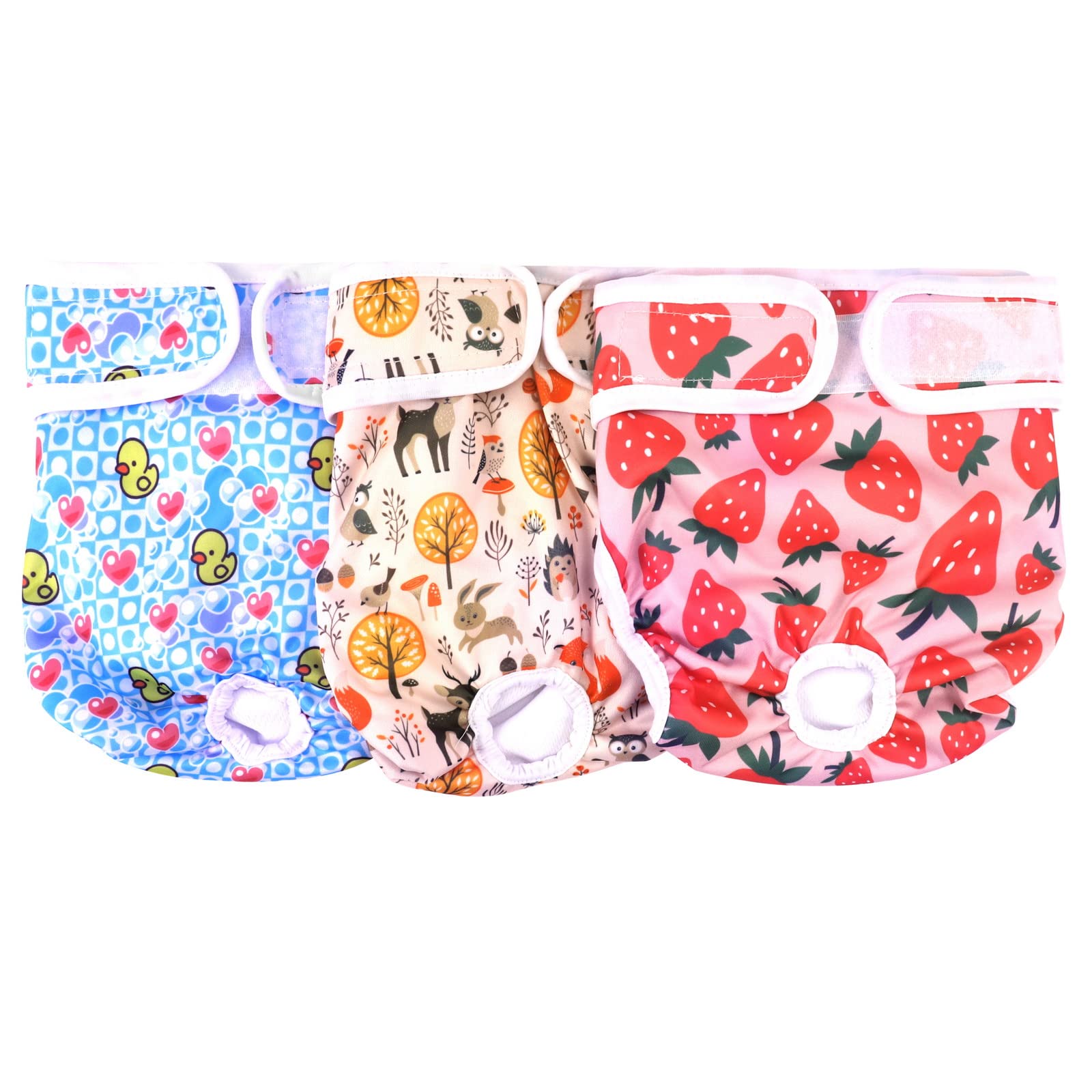 Medo 3 Packs Reusable Dog Nappies, Super Absorbent Washable Dog Diapers Puppy Sanitary Wraps Panties for Female Pet Incontinence and Long Travels 25-35 cm/9.8-13.7 (XS), pink+blue+yellow