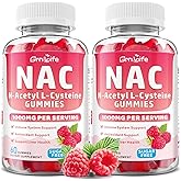 2 Pack NAC Gummies for Kids & Adults, 1000mg N Acetyl Cysteine Supplement NAC Chewable for Antioxidants & Immune Support, Liver Health, Raspberry Flavor, 120 Count