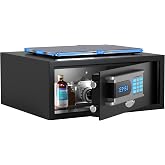 Grimtron 25 lb Hotel Dorm Safe Box, 17" Laptop Safe with Audit Trail | Audit Trail, Hotel Mode, Admin Password, Silent Keypad, Backlit LED, Fits Laptop &amp; Documents, 1.07 cu. ft. Commercial Safe