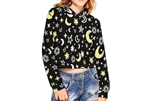 Dreaweet Girls Long Sleeve Crop Top Hoddie Cropped Sweatershirts Soft Athletic Tops Yoga Clothing for 5-14 Years Old