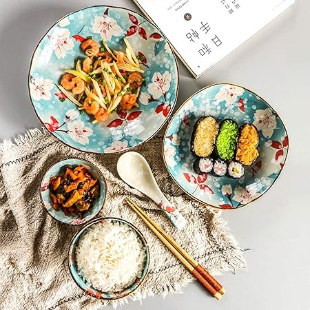 ACZZ Good Life Estilo japonés Vajilla de cerámica pintada a mano Mijo