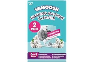 Vamoosh 6-in-1 Washing Machine Cleaner | Dissolves Pet Hair | Leaves No Residue | Removes Limescale | Eliminates Odor | Descales | Cotton Fresh Scent | For Front Load | 150g (Pack of 2)