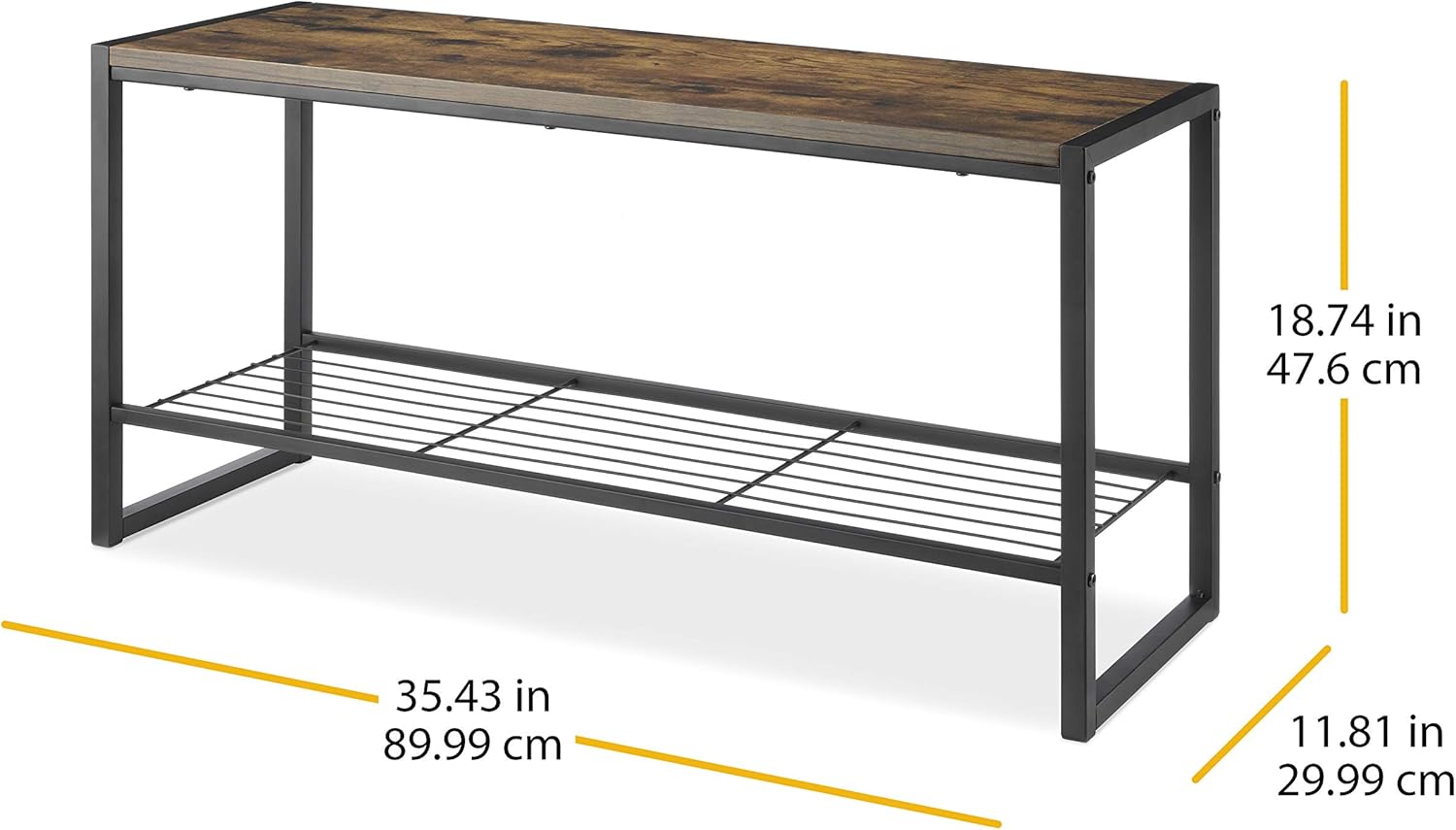 Whitmor Modern Industrial Entryway Bench w/Shoe Storage, Brown: Home & Kitchen