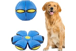 Yagamii Dog Flying Saucer Ball Toy, Outdoor Flat Throw Doggy Disc Ball Toy, Changeable Shape Dog Ball, Pet Interactive Toys for Medium Large Dogs, Decompression Bouncy Dog Flying Ball Toy