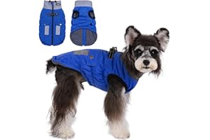 Gyuzh Dog Coat Jacket Vest Clothes Dog Harness Coat Adjustable Reflective Dog Jackets with Pockets and Faux Fur Collar Winter Waterproof Dog Coats for Small Medium Large Dogs (Medium, Dark Blue)
