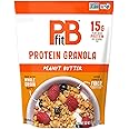 PBfit Peanut Butter Protein Granola, 15g Plant-Based Protein 22% DV, Made with Whole Grain Oats and Chia Seeds, Gluten Free, for Protein Snacks Cereals Breakfast Yogurt, 32 Oz Bag