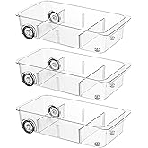 LXLXXL Fridge Organizer Bins With Wheels, 3 Pack Roll Out Refrigerator Organizers And Storage Refrigerator Drawer With Dividers, Upgrade Thick Plastic Pantry Storage Bins, Kitchen Organization