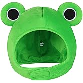 Amosfun Plush Frog Hat Adult, Funny Plush Animal Hat with Big Eyes, Cute Frog Costume Accessories for Adult, Kids Party Dress up Holiday Cosplay Costume (Green)