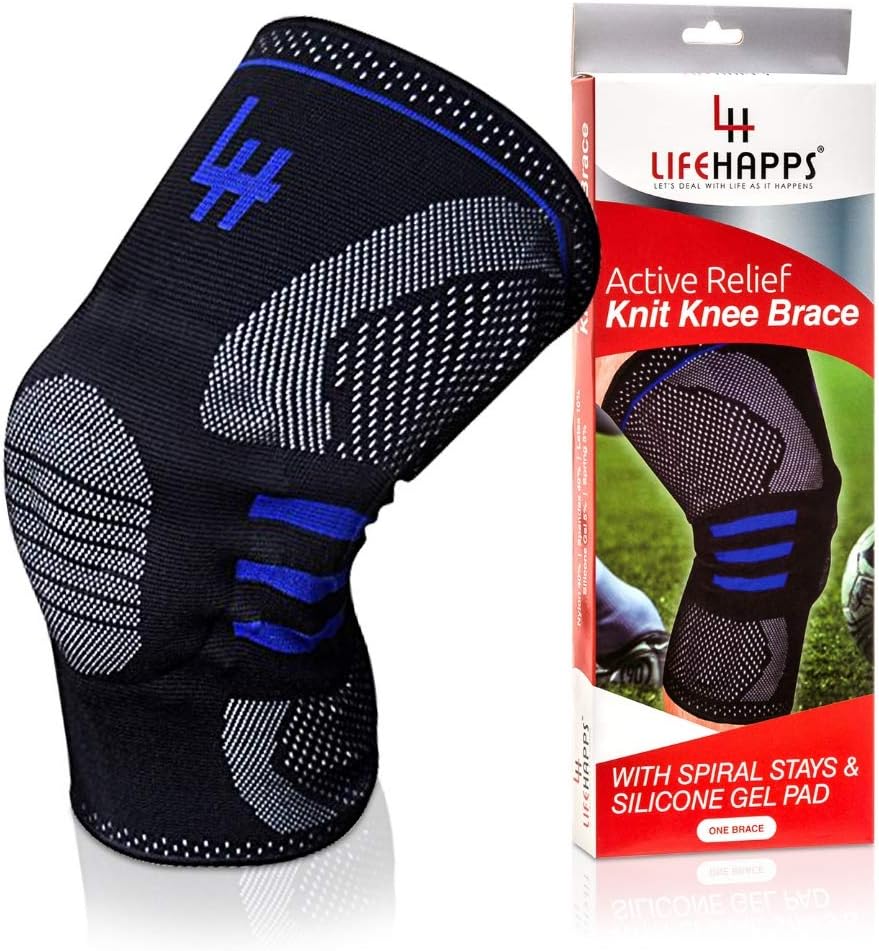 Active Relief Knee Brace Patella Knee Support Compression Sleeve with Side Stabilizers for Arthritis Joint Pain, Meniscus Tears, ACL, MCL Injuries, Exercise, Running