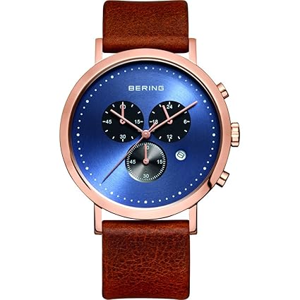 Classic Collection Quartz Blue Mens Watch with Leather Band 10540-467