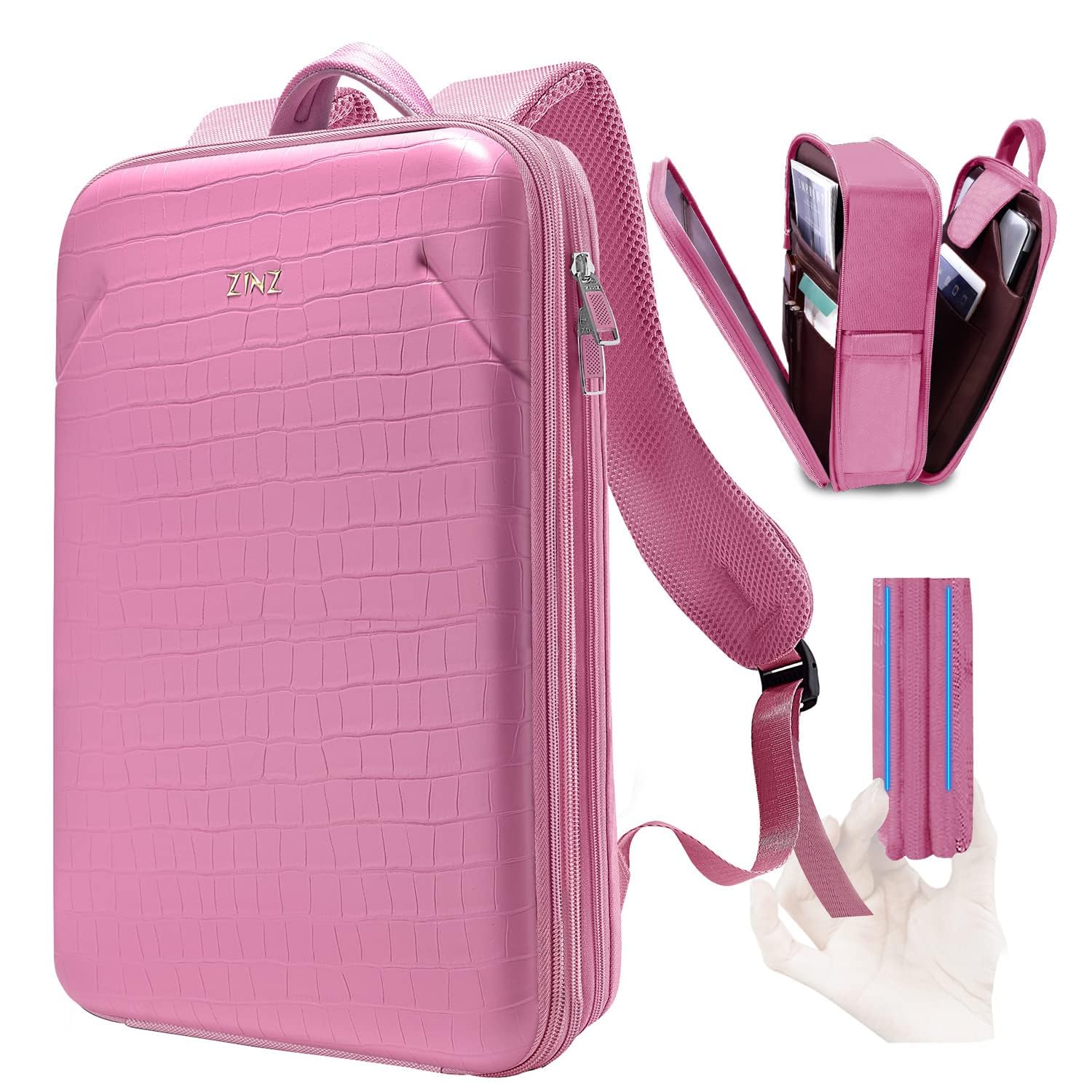 ZINZ Slim Laptop Backpack 15.6 Inch with Variable Capacity, Anti-Theft Business Daypack Water-Resistant Leather Shell Travel Bookbag,P01K01 — image 1