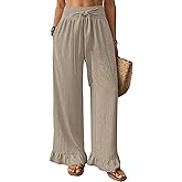 Bsubseach Wide Leg Palazzo Pants for Women High Waist Casual Lounge Trousers Beach Flowy Summer Outfits