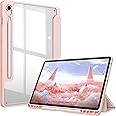 Fintie Hybrid Slim Case for Samsung Galaxy Tab S10 FE/ S9 FE 5G 10.9 Inch/Tab S9 11 Inch with S Pen Holder, Shockproof Cover with Clear Transparent Back Shell, Auto Wake/Sleep, Rose Gold