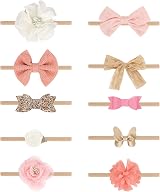 DRESHOW 10 Pack Baby Headbands and Hair Bows Nylon One Size Fits All
