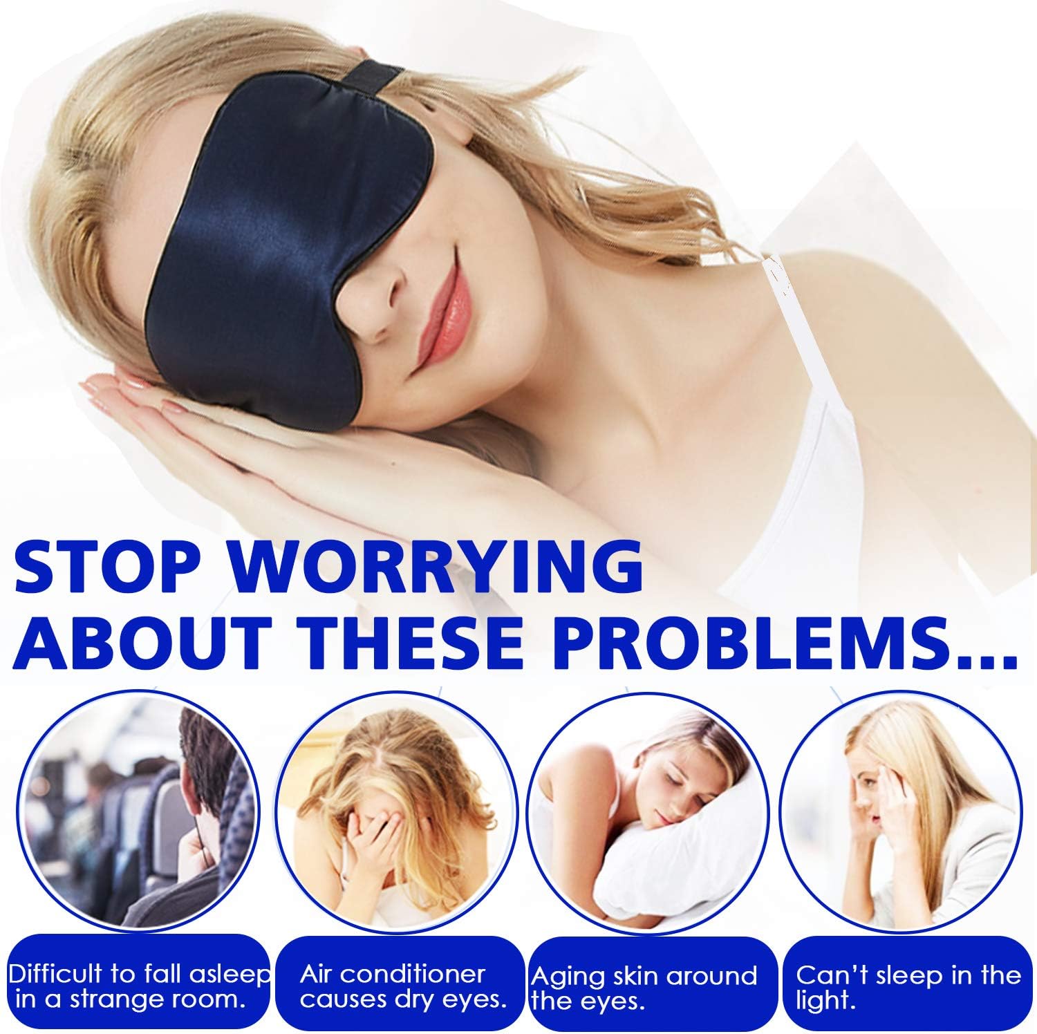 Silk Sleeping Mask for Women and Men, 2Pack Sleep Mask with Ear Plugs, Adjustable Eye Mask Patches Comfortable Blindfold for Travel, Shift Work, Night Sleeping, Nap(Black+Grey): Health & Personal Care