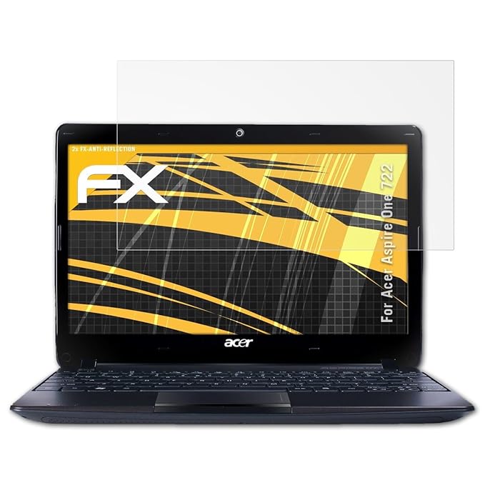atFolix Panzerfolie kompatibel mit Acer Aspire One 722 Schutzfolie, entspiegelnde und stoßdämpfende FX Folie (2X)