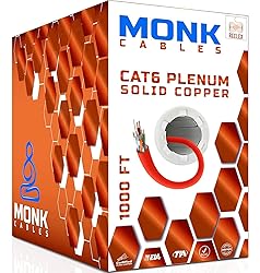 MONK CABLES | CAT6 Plenum Cable 1000ft | 100% Pure