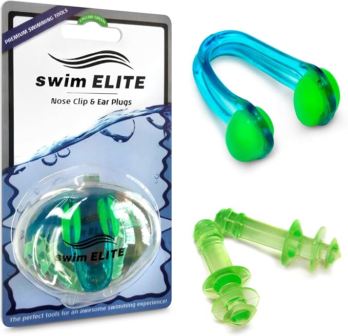 SWIM ELITE Swimming Ear Plugs and Nose Clip Bundle