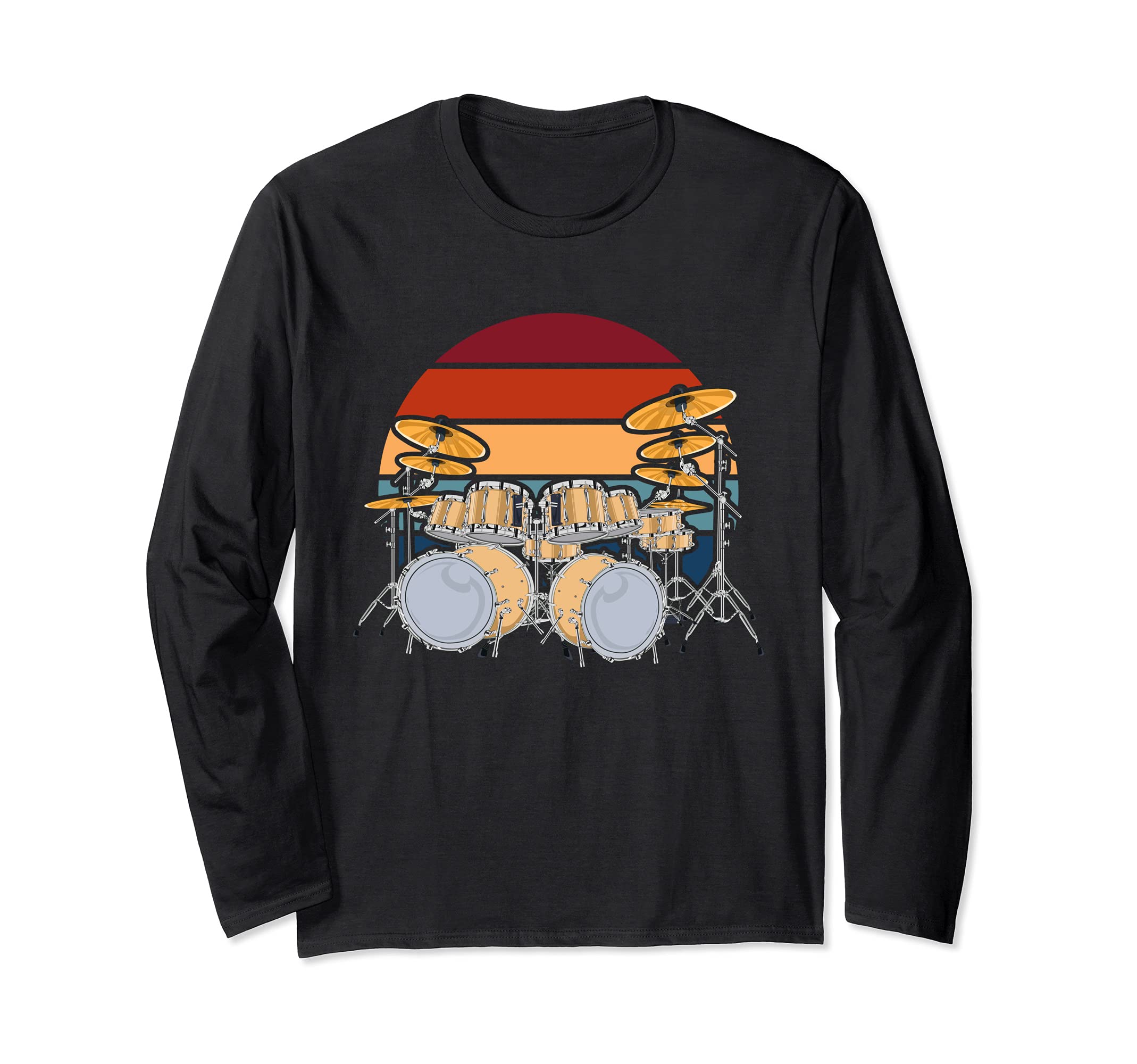 Drummer Rock Music Percussion Musician Drum Set Retro Drums Long Sleeve T-Shirt