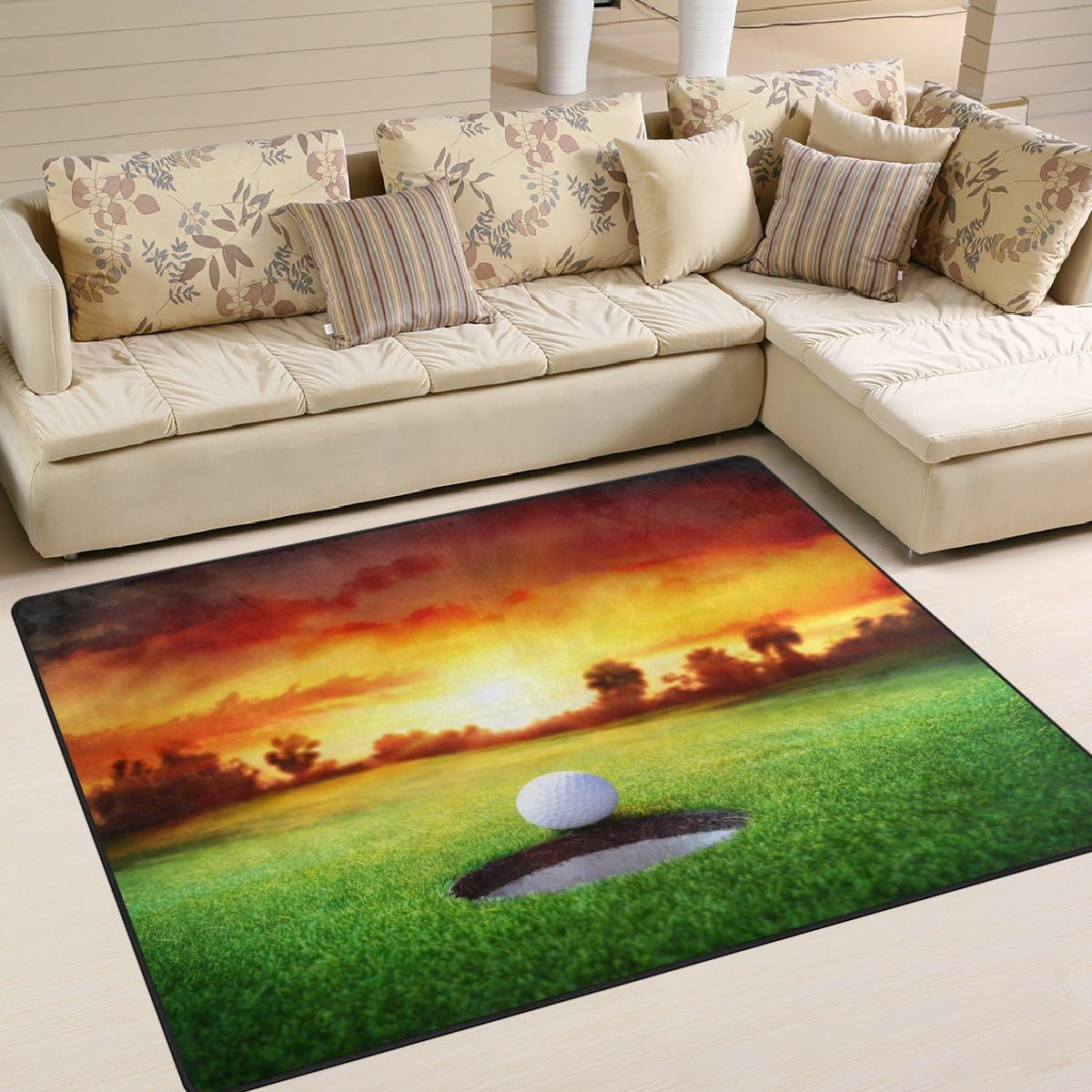 Amazon Com Alaza Sunset Sport Golf Ball Area Rug Rugs For Living Room Bedroom 7 X 5 Home Kitchen