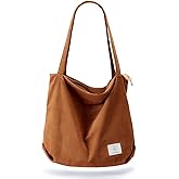 KALIDI Women Corduroy Tote Bag Zipper Casual Tote's Handbag Big Capacity Shoulder Bag with Pockets
