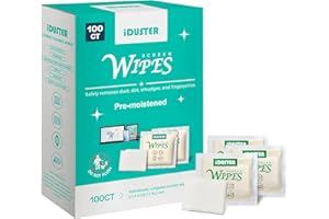 iDuster Cleaning Wipes for Electronic Devices - 100 Counts Premoistened Glass Cleaning Wipes, Portable Laptop Screen Cleaner, Individually Wrapped Wipes, Travel Size