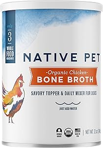 Native Pet Organic Bone Broth for Dogs and Cats - Human Grade Protein Powder & Rich Source of Collagen for Dogs - Food Mixer and Topper with Chicken and Sweet Potato