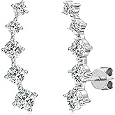 Moissanite Crawler Stud Earrings for Women 925 Sterling Silver D-E Color Moissanite Hypoallergenic Climber Earring for Sensitive Ears Dainty Jewelry Christmas Anniversary Birthday Gifts