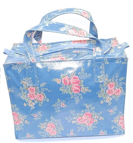 Cath Kidston Box bag Damen Handtasche windsor rose dunkelblau mit rosa Blüten oilcloth mit Reißverschluss
