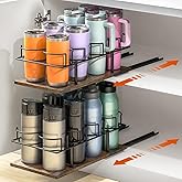 Housolution 2 Pack Pull Out Water Bottle Organizer for Cabinet, Slide Out Tumbler Storage Organizer for 10 to 40 oz Cups, Sliding Cup Holder Rack Compatible with Stanley and Other Brands (Patented)