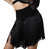 ZYMOZYM Fringe Skirt for Women Salsa Party Latin Dance Skirt with Shorts Dance Clothes Rave Outfit Dance Wear