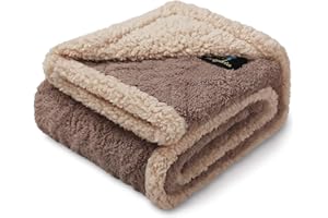 Luciphia Waterproof Pet Blanket, Liquid Pee Proof Dog Blankets for Sofa Bed Couch, Reversible Sherpa Fleece Furniture Protector Cover for Small Medium Large Dogs Cats,Khaki Small（40" x 28"）