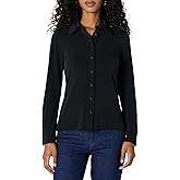 Amazon Essentials Women's Regular-Fit Matte Jersey Button-Down Shirt