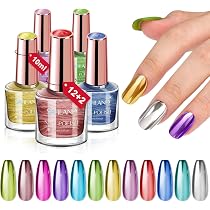 SAVILAND 12 Color Nail Polish Set - Metal Chrome Nail Polish Base