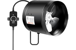 iPower 8 Inch Inline Booster Duct Fan with Speed Controller, 430 CFM Exhaust Fan HVAC Ventilation Duct Blower for Bathroom, Kitchen, Basement, Attic and Grow Tent