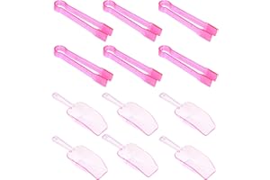 Clear Plastic Ice Scoops Tongs Set, Small Tongs for Serving Food, Mini Candy Scoops for Candy Buffet Dry Goods Freezer Bin Ca
