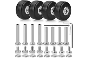 Zoofen 42 x 18mm Luggage Replacement Wheels 4 Pcs - Rubber Suitcase Wear-Resistant Repair Wheels