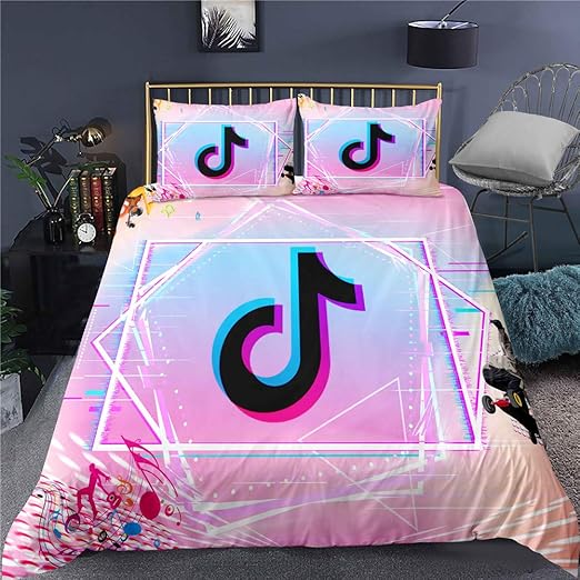 3D Musical Note Duvet Cover Sets,TIK TOK Pattern Printed Comforter