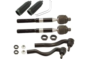 TRQ Front Driver & Passenger Side Inner & Outer Steering Kit Steering Rack & Pinion Bellow Tie Rod Compatible with 2011-2015 Dodge Durango Jeep Grand Cherokee