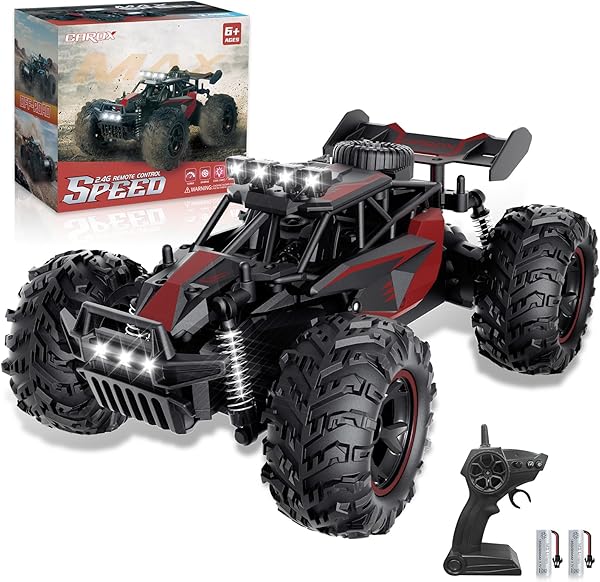 Carox ferngesteuertes Auto,2.4 GHz 25 km/h RC Auto,1:18 Off ferngesteuertes Auto Outdoor mit Scheinwerfer und Fahrgestellbeleuchtung,monstertruck ferngesteuert,Geburtstagsgeschenk für Kinder
