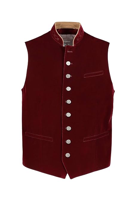 JP 1880 Herren große Größen bis 70, Trachtenweste aus Samt, Bestickter Kragen, geprägte Metallic-Knöpfe, Spitzsaum 716980