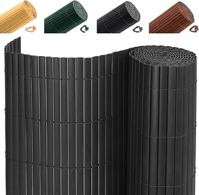 INMOZATA PVC Garden Screening 1.8m x 3m Grey Privacy Fence